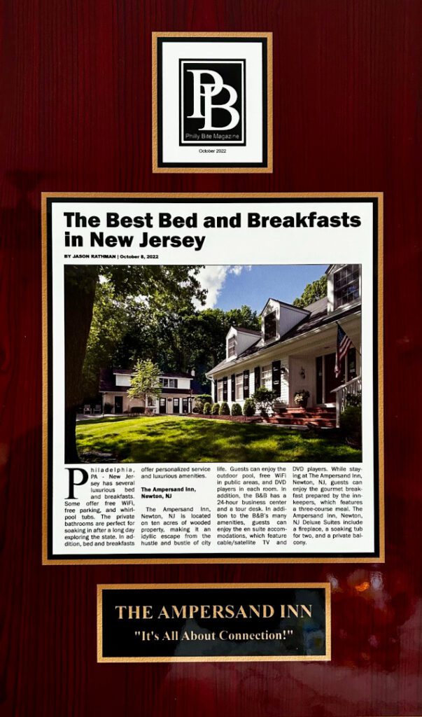 The Ampersand Inn featured in the Philly Bite Magazine. Article titled "The Best Bed and Breakfasts in New Jersey"